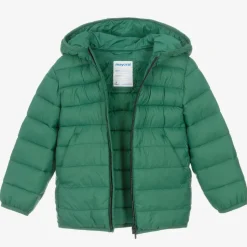 Boys Green Hooded Puffer Jacket