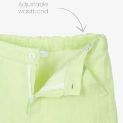 Boys Green Linen Shorts Suit