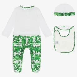 Boys Green Majolica Cotton Babysuit Set