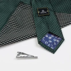 Boys Green Satin Polka Dot Tie Set