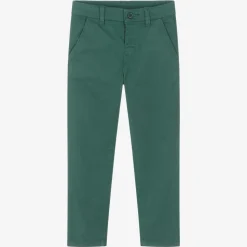 Boys Green Slim Fit Chino Trousers