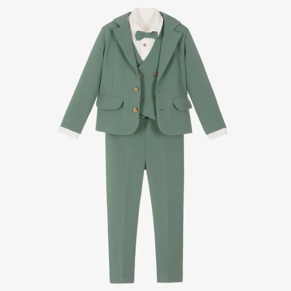 Boys Green Twill Suit