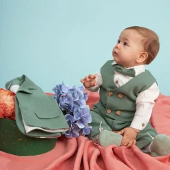 Boys Green Twill Suit