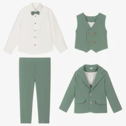 Boys Green Twill Suit