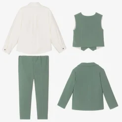 Boys Green Twill Suit