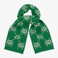 Boys Green UFO Wool Knit Scarf (145cm)