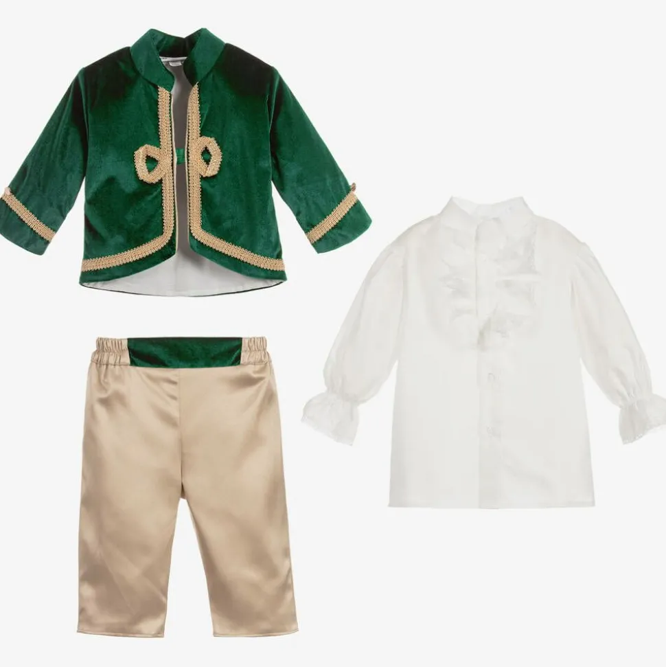 Boys Green Velvet Suit