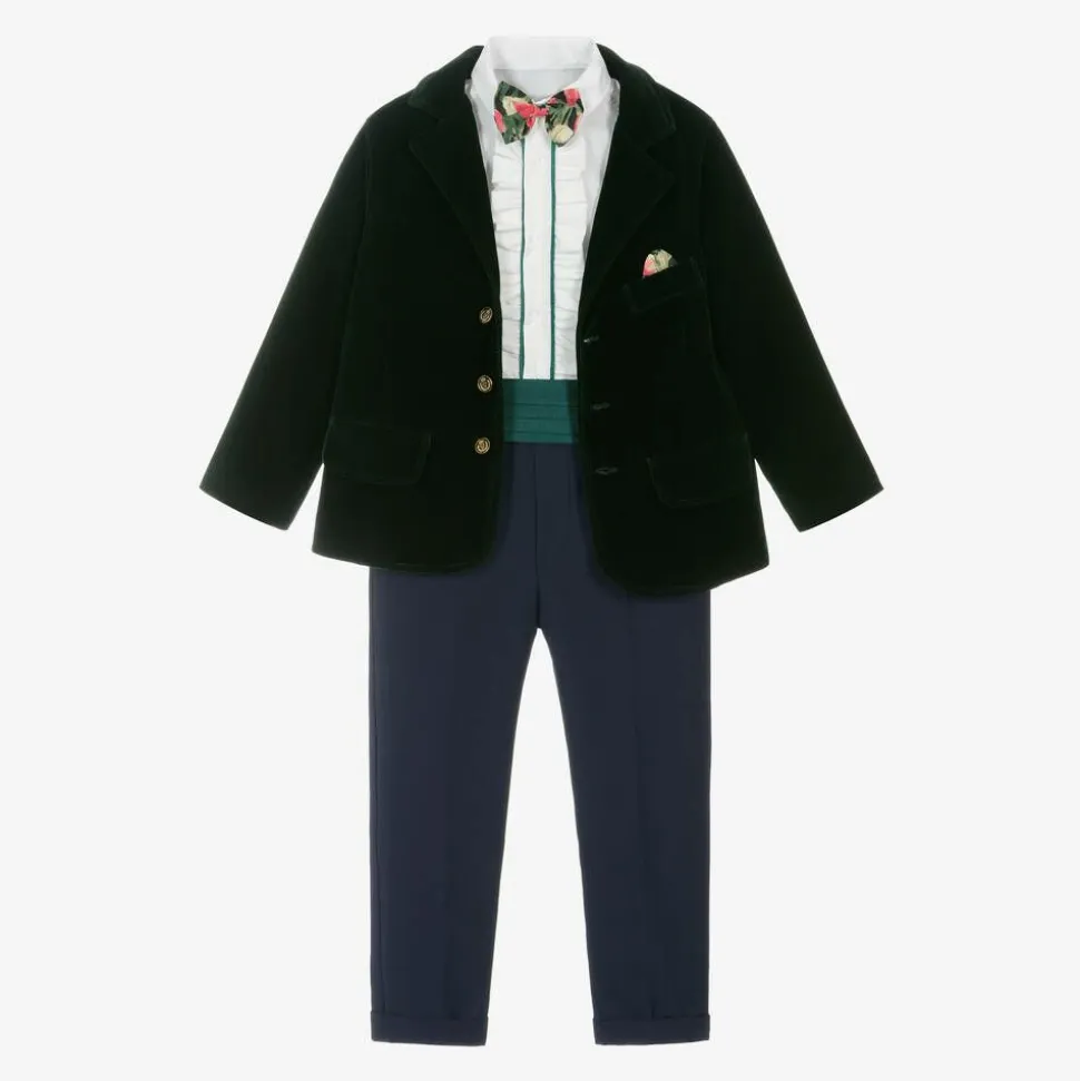 Boys Green Velvet Suit