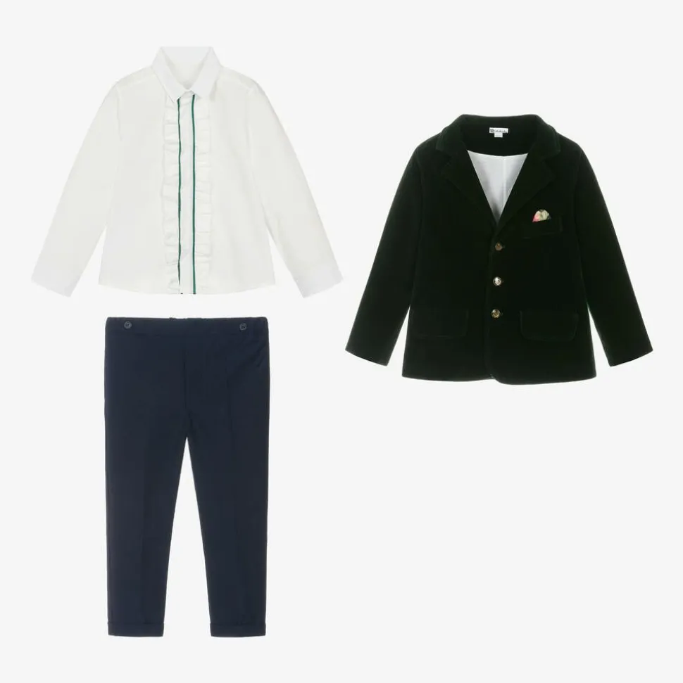 Boys Green Velvet Suit