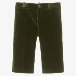 Boys Green Velvet Trousers