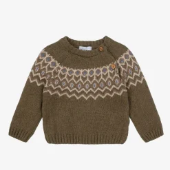 Boys Green Wool & Cashmere Sweater