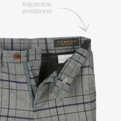 Boys Grey & Blue Check Suit