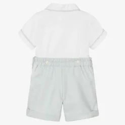 Boys Grey & White Cotton Buster Suit