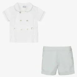 Boys Grey & White Cotton Buster Suit