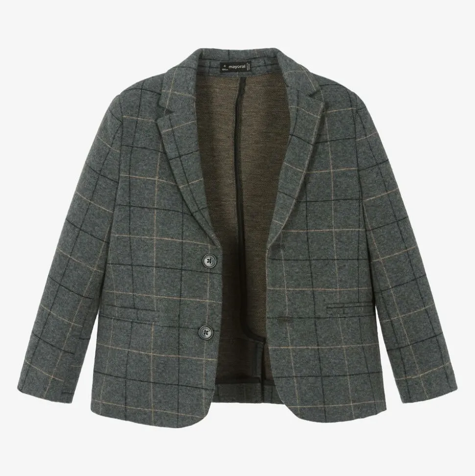 Boys Grey Check Blazer