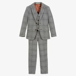 Boys Grey Check Suit
