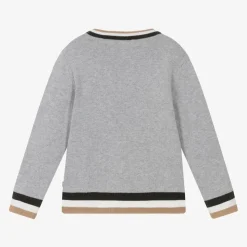 Boys Grey Cotton & Wool Knit Jumper