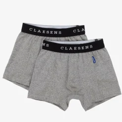 Boys Grey Cotton Boxers (2 Pack)