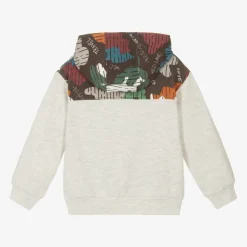 Boys Grey Cotton Explore Hoodie