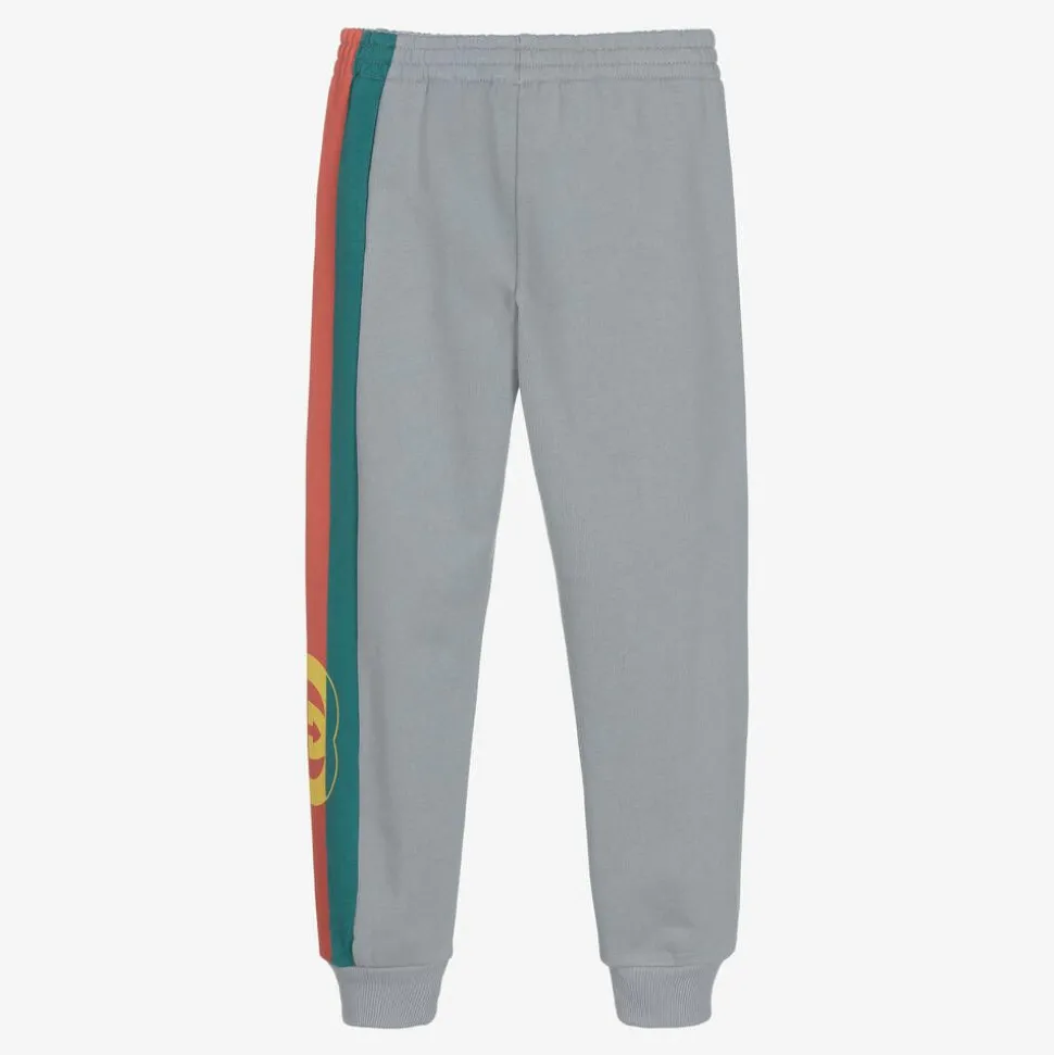 Boys Grey Cotton Logo Joggers