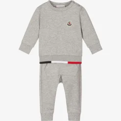 Boys Grey Cotton Logo Tracksuit