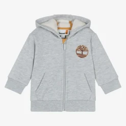 Boys Grey Cotton Zip-Up Hoodie