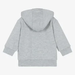 Boys Grey Cotton Zip-Up Hoodie