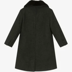 Boys Grey Faux Fur Trim Coat