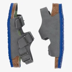 Boys Grey Faux Leather Buckle Sandals
