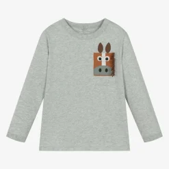 Boys Grey Horse Pocket Cotton Top