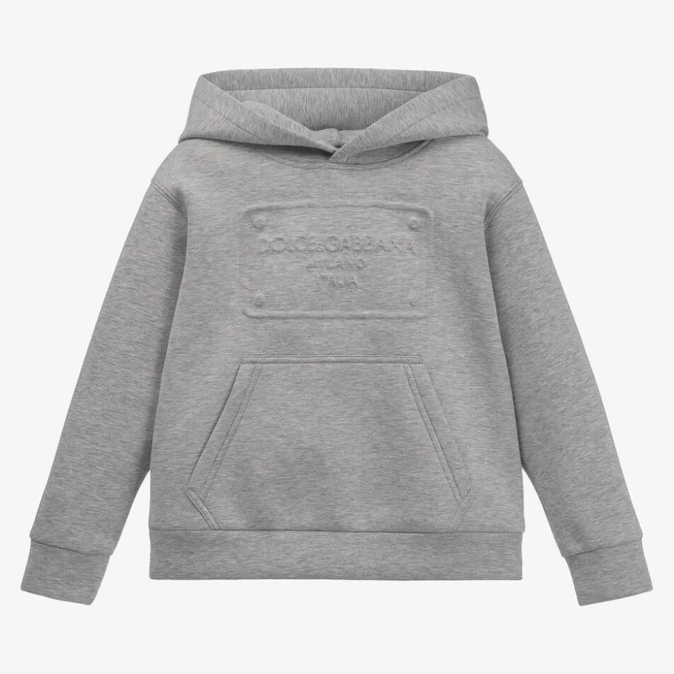 Boys Grey Marl Jersey Hoodie
