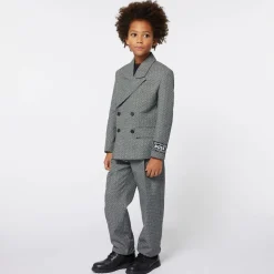 Boys Grey Monogram Logo Suit