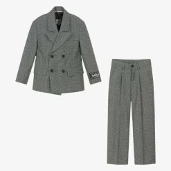 Boys Grey Monogram Logo Suit