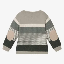 Boys Grey Stripe Knit Sweater