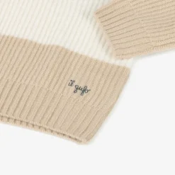 Boys Grey Striped Wool Sweater