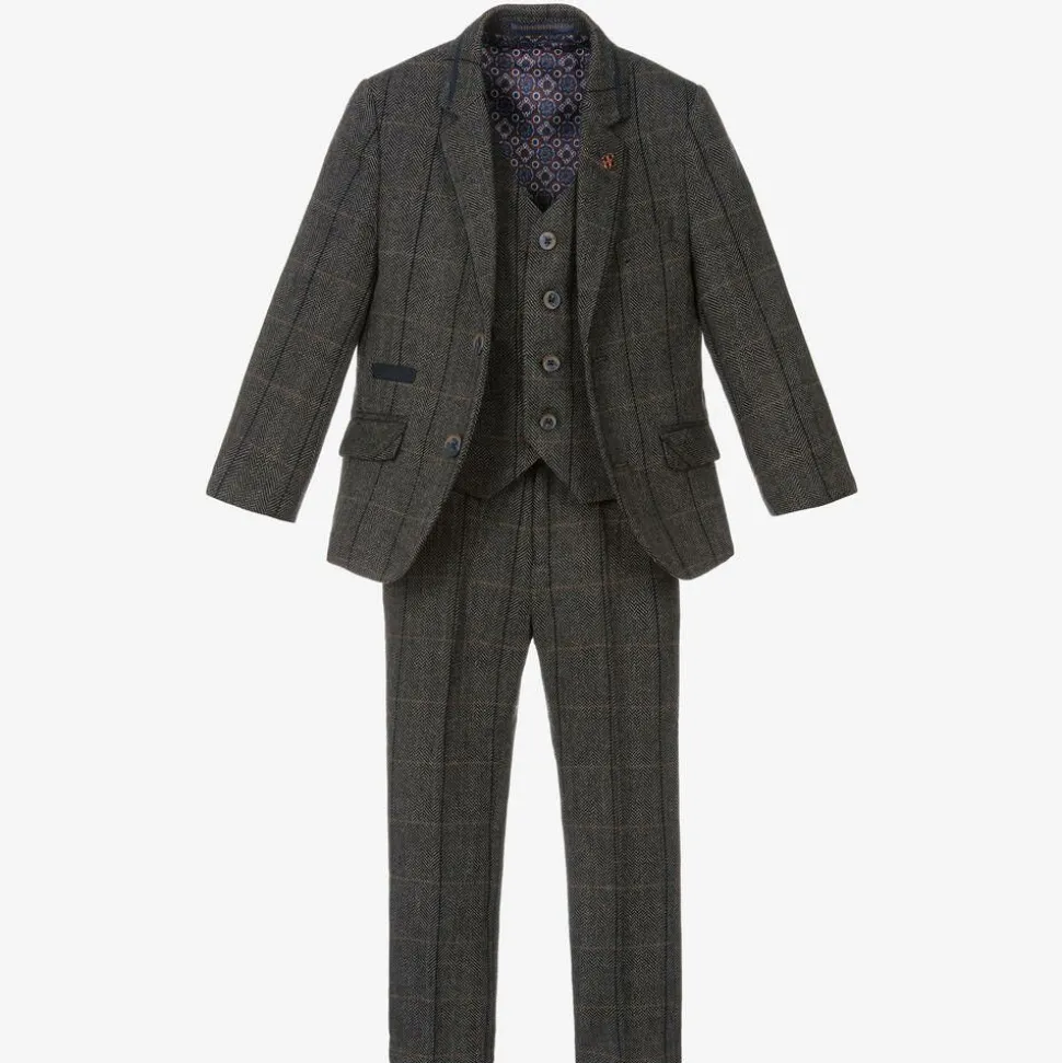 Boys Grey Tweed Albert Suit