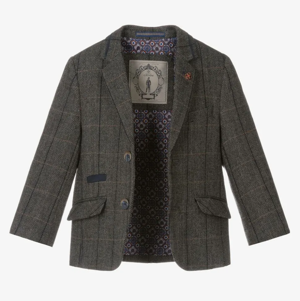 Boys Grey Tweed Albert Suit