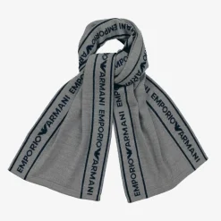 Boys Grey Wool Knit Scarf