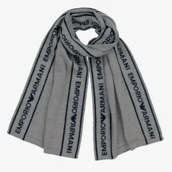 Boys Grey Wool Knit Scarf