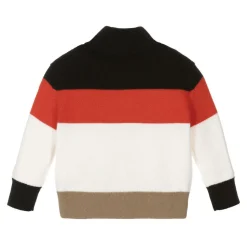 Boys Icon Stripe Merino Zipped Sweater
