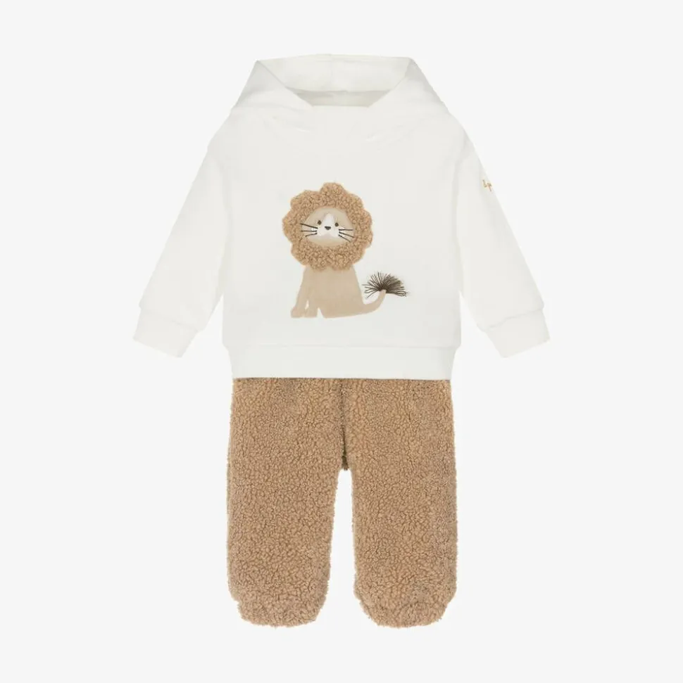 Boys Ivory & Beige Bouclé Tracksuit