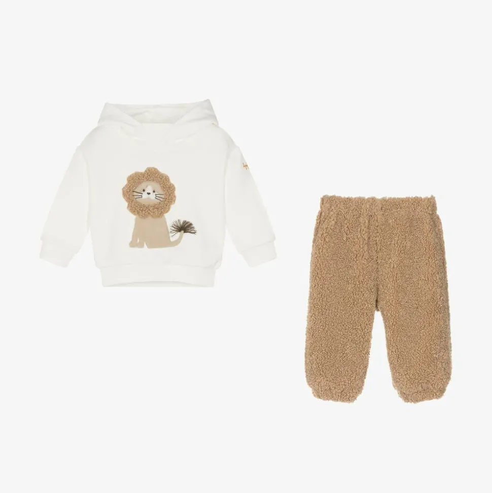 Boys Ivory & Beige Bouclé Tracksuit