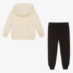 Boys Ivory & Black Cotton Tracksuit