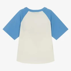 Boys Ivory & Blue Cotton Car T-Shirt