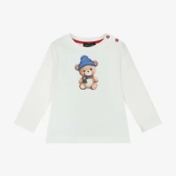 Boys Ivory Bear Print Cotton Top