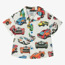 Boys Ivory Cotton Race Car Shirt