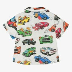 Boys Ivory Cotton Race Car Shirt