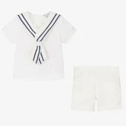 Boys Ivory Cotton Sailor Buster Suit