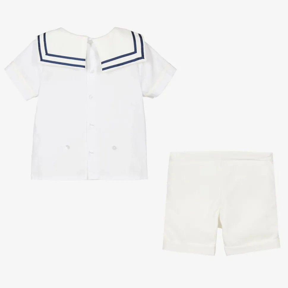 Boys Ivory Cotton Sailor Buster Suit