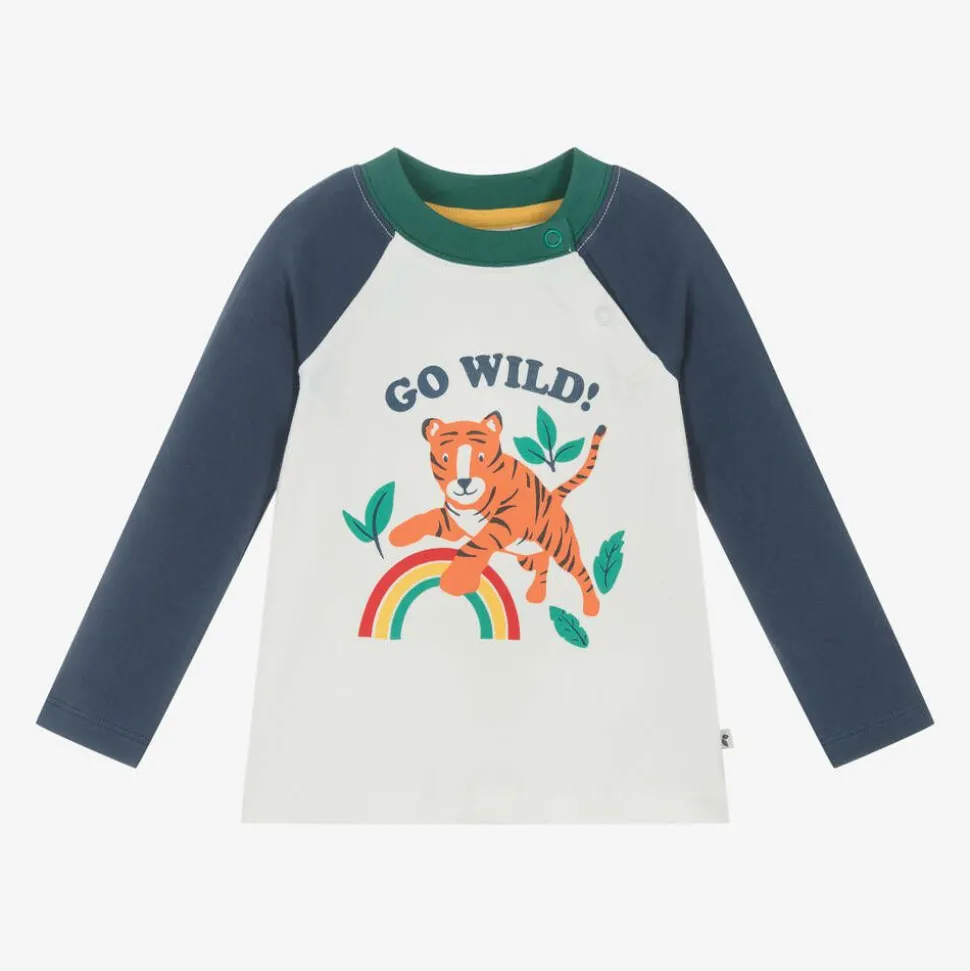 Boys Ivory Cotton Tiger Top